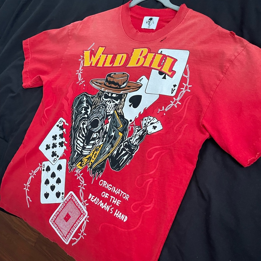 Warren Lotas Wild Bill T-Shirt. Red. Size Medium.
